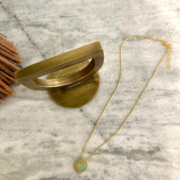 Sterling Silver Flecked Heart Pendant Gold Necklace - Picture 9 of 11